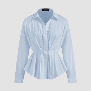 Cider Women's Blue Button-Up Top NWOT